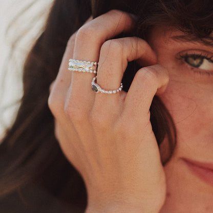 Healing Stone Bobble Ring Sterling Silver