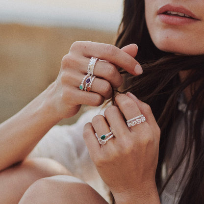 Healing Stone Bobble Ring Sterling Silver