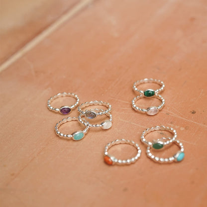 Healing Stone Bobble Ring Sterling Silver