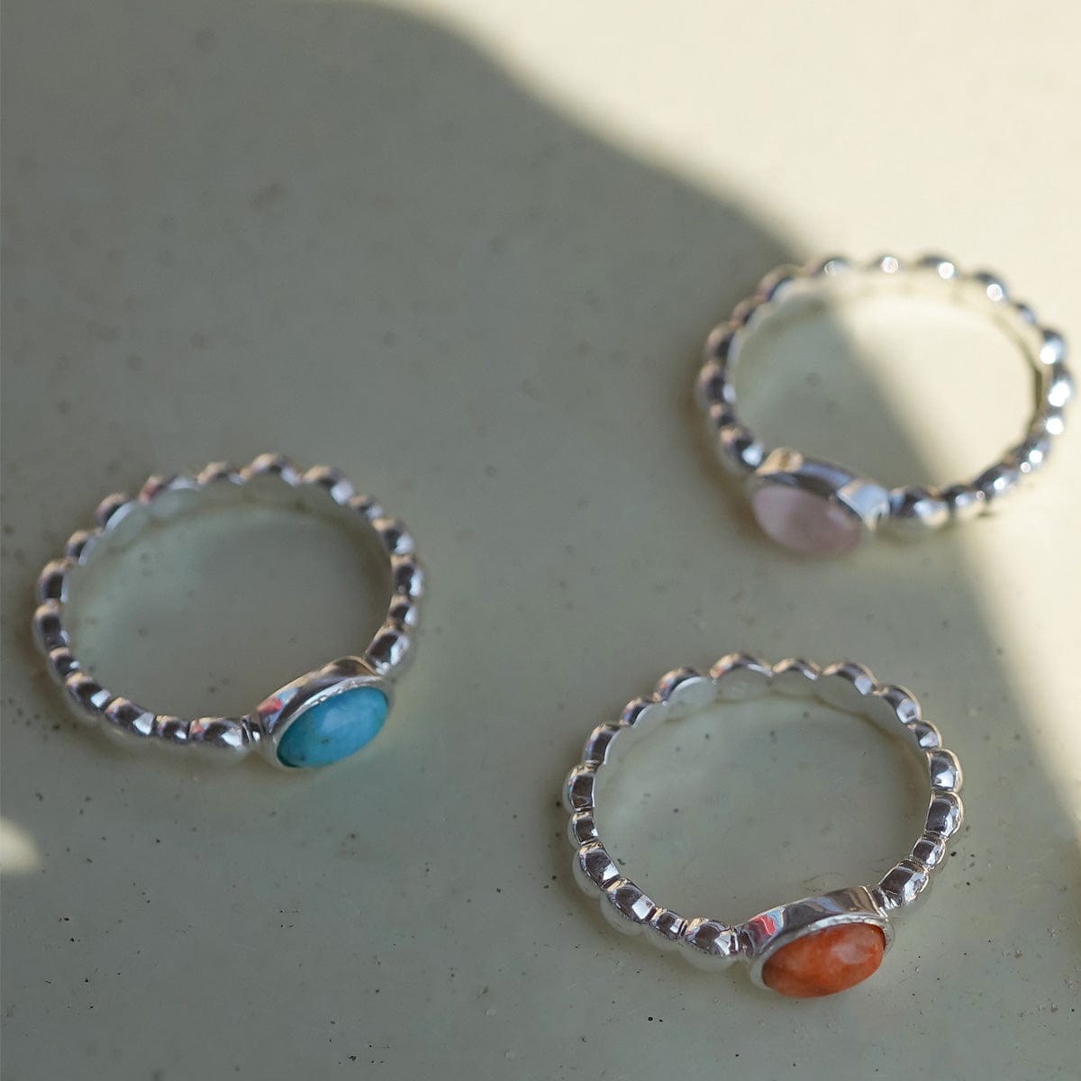 Healing Stone Bobble Ring Sterling Silver