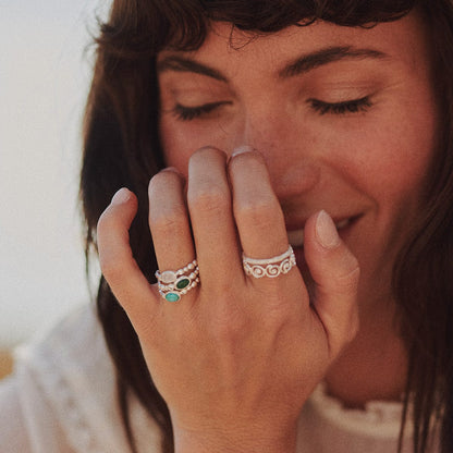 Healing Stone Bobble Ring Sterling Silver