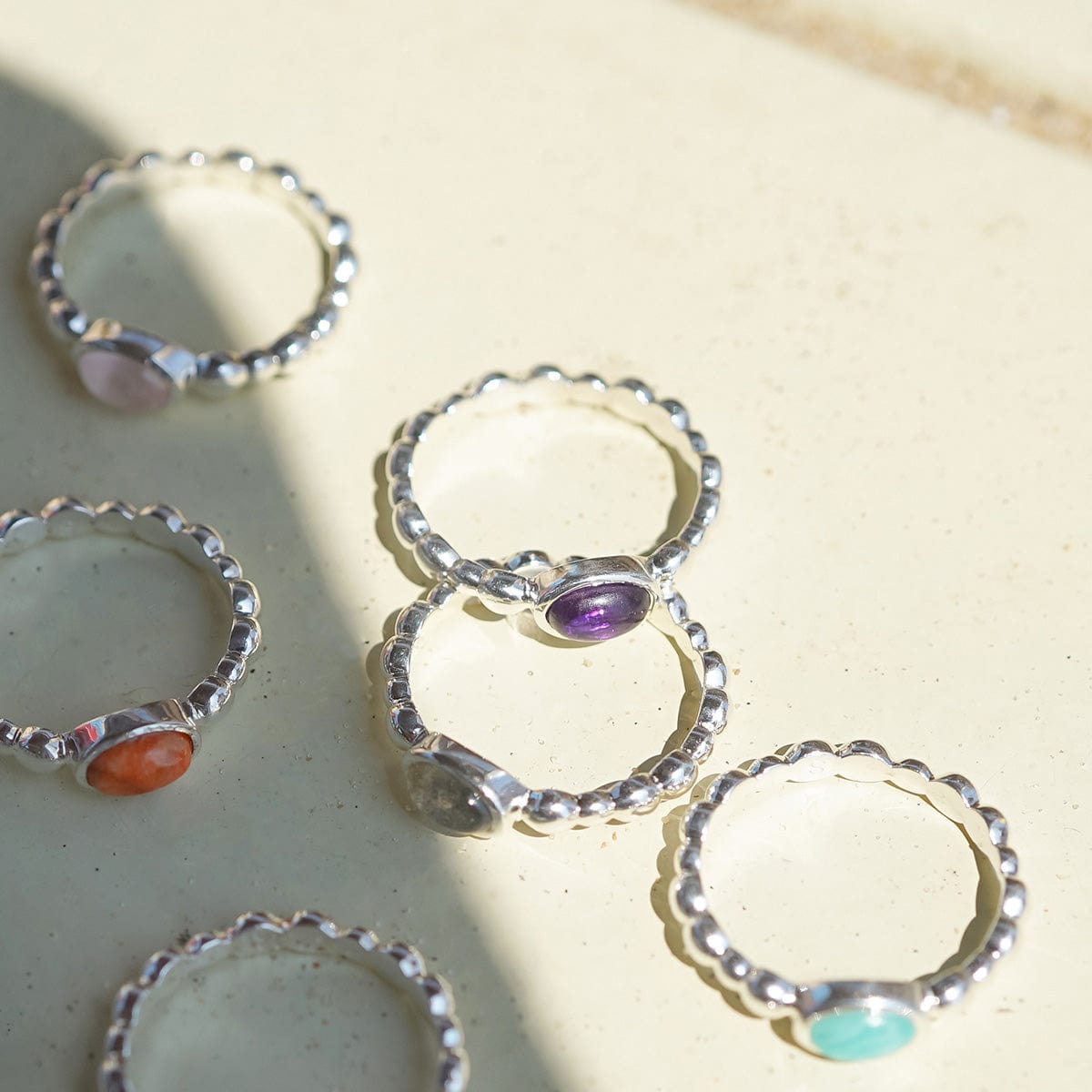 Healing Stone Bobble Ring Sterling Silver