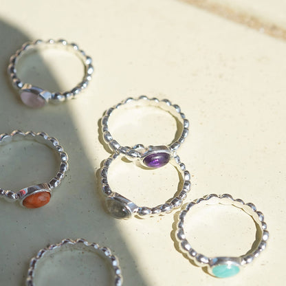 Healing Stone Bobble Ring Sterling Silver
