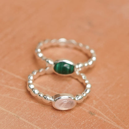 Healing Stone Bobble Ring Sterling Silver