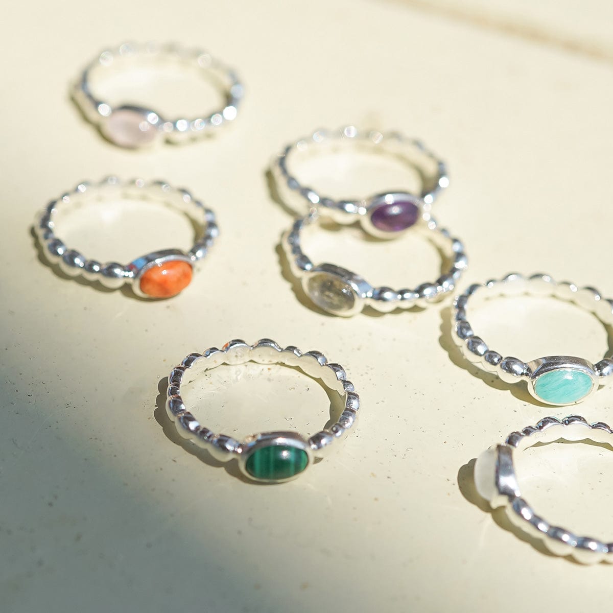 Healing Stone Bobble Ring Sterling Silver