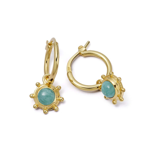 Amazonite Healing Stone Charm Earrings 18ct Gold Plate