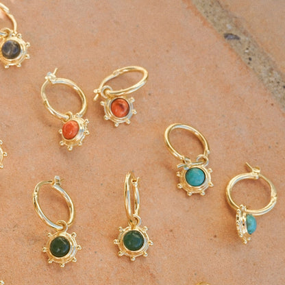 Healing Stone Charm Earrings 18ct Gold Plate