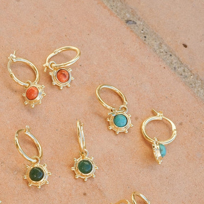 Healing Stone Charm Earrings 18ct Gold Plate