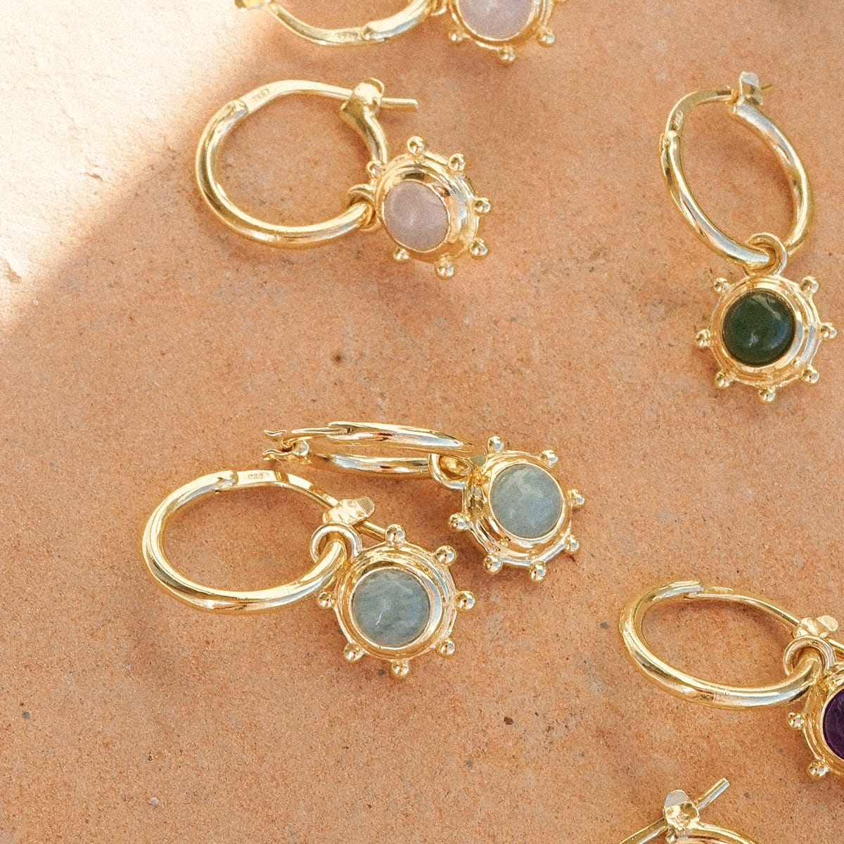 Healing Stone Charm Earrings 18ct Gold Plate