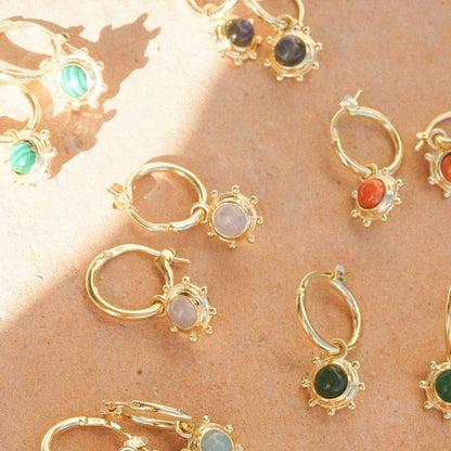 Healing Stone Charm Earrings 18ct Gold Plate