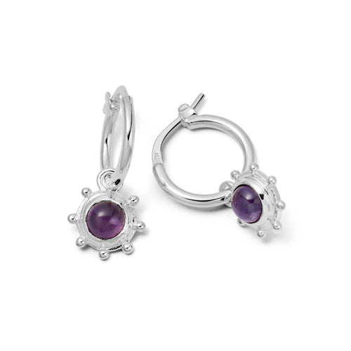 Amethyst Healing Stone Charm Earrings Sterling Silver