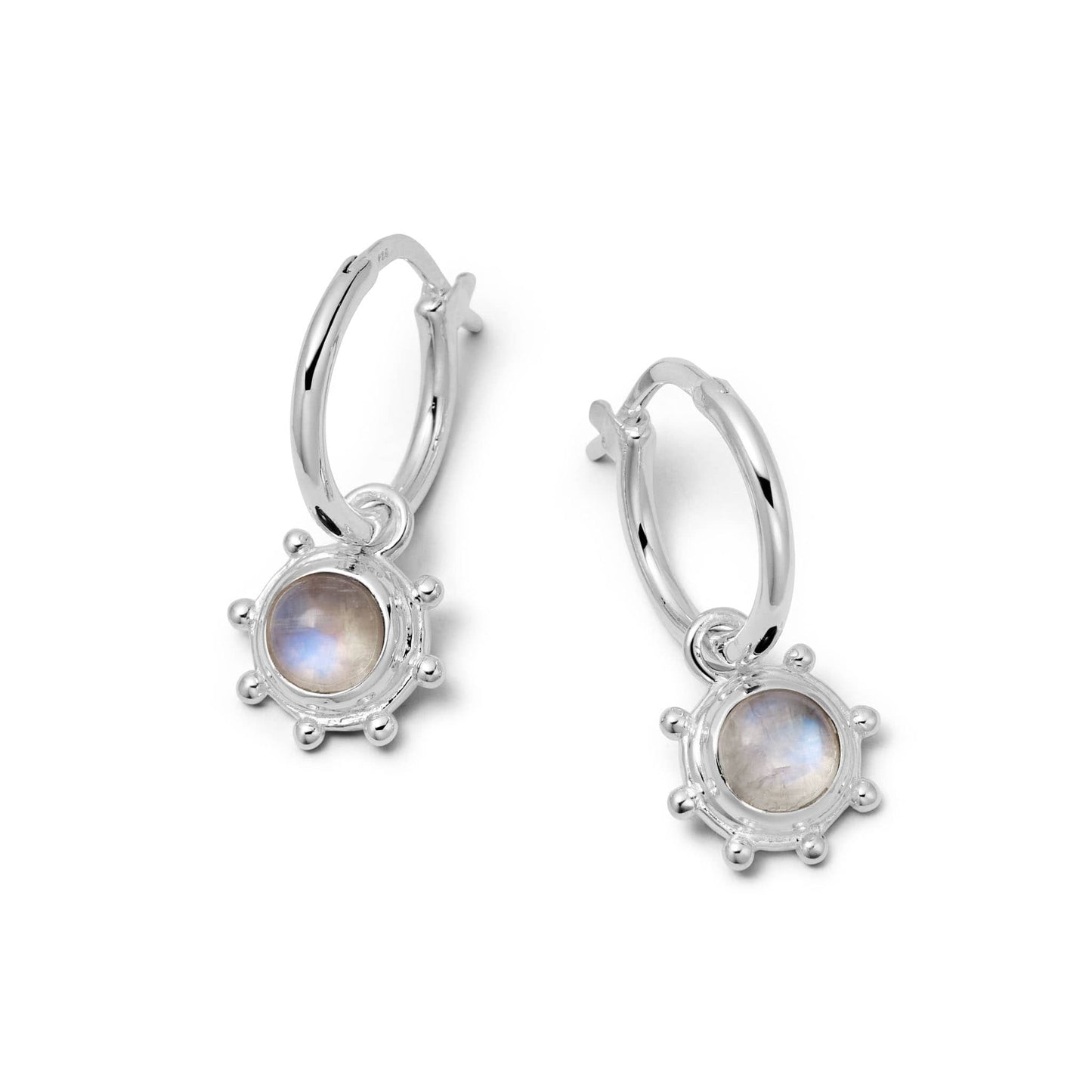 Rainbow Moonstone Healing Stone Charm Earrings Sterling Silver
