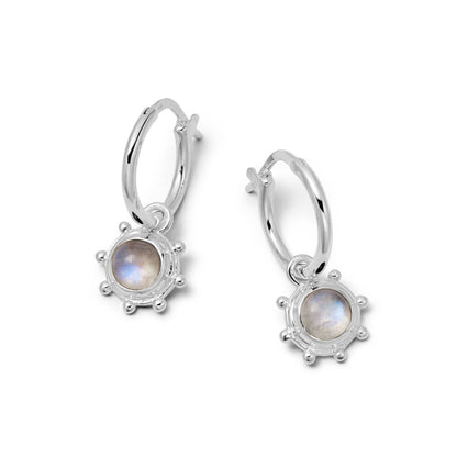 Rainbow Moonstone Healing Stone Charm Earrings Sterling Silver