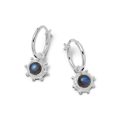 Labradorite Healing Stone Charm Earrings Sterling Silver