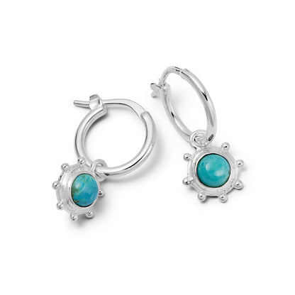 Turquoise Healing Stone Charm Earrings Sterling Silver