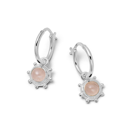 Rose Quartz Healing Stone Charm Earrings Sterling Silver