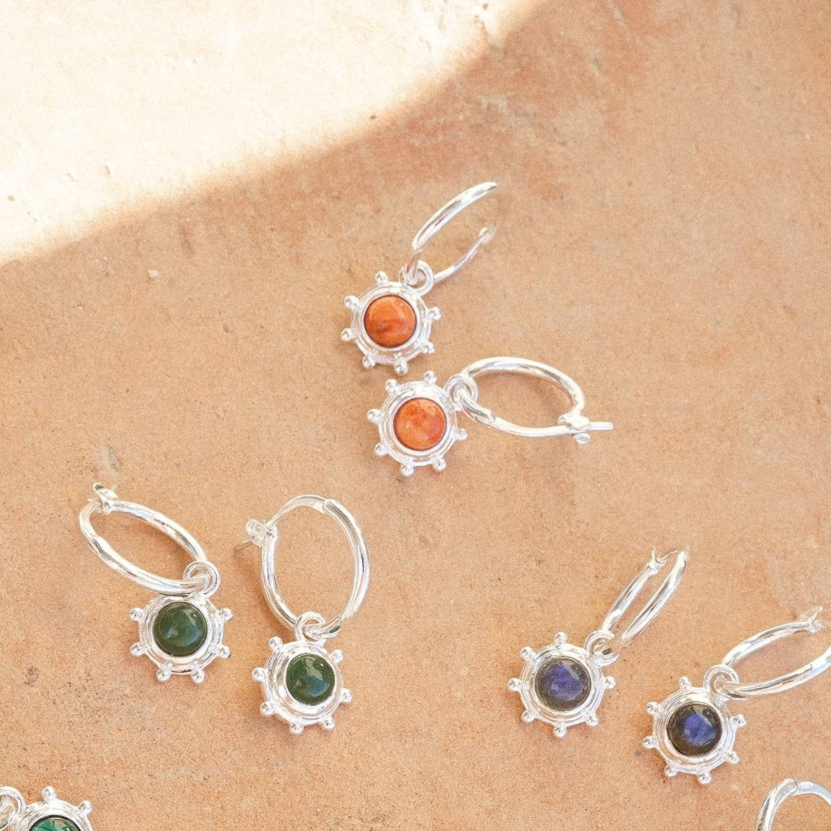 Healing Stone Charm Earrings Sterling Silver