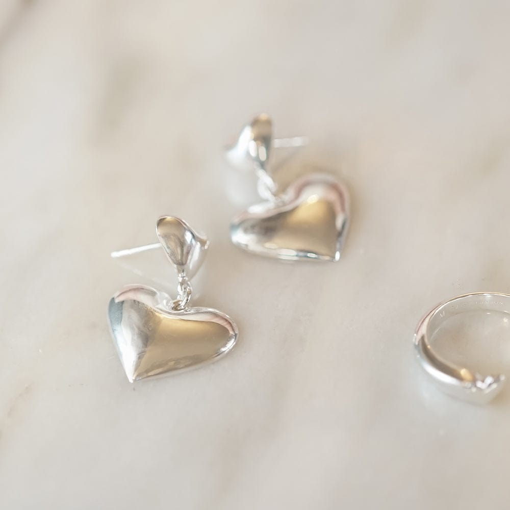 Double Heart Earrings Silver Plate