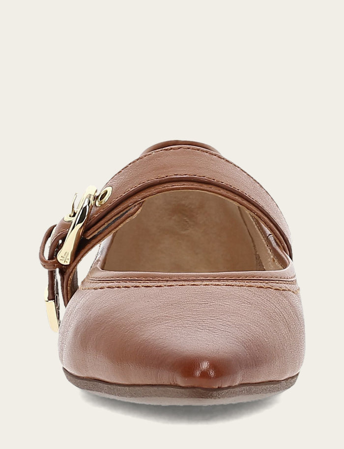 Heather Buckle Mary Jane - Dark Latte - Front