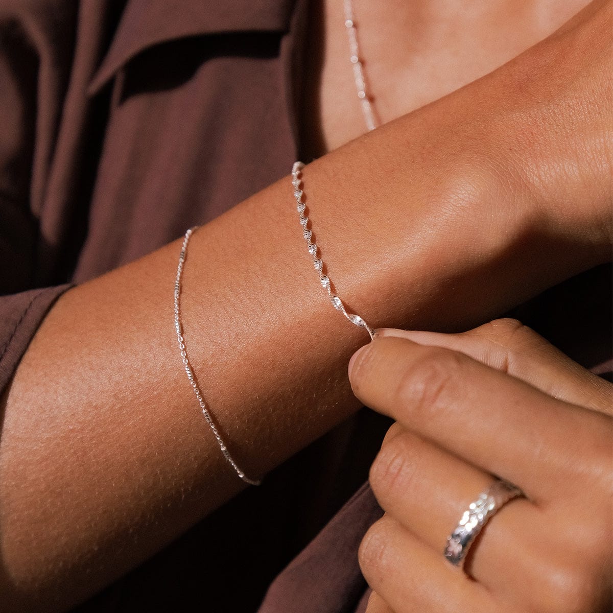 Helix Twisted Chain Layering Set Sterling Silver