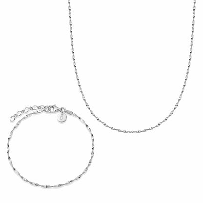 Helix Twisted Chain Layering Set Sterling Silver