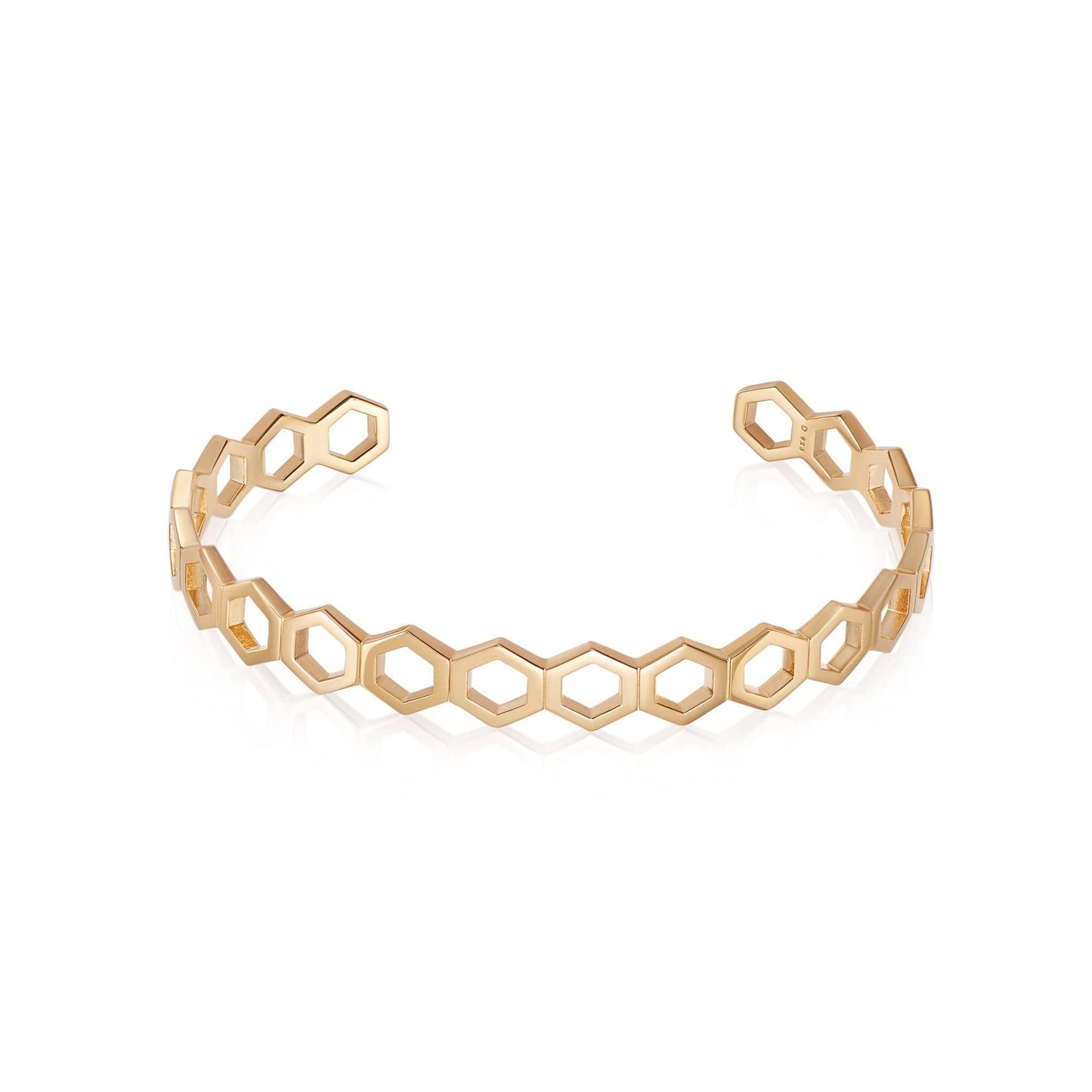 Hexagon Palm Cuff Bangle 18ct Gold Plate