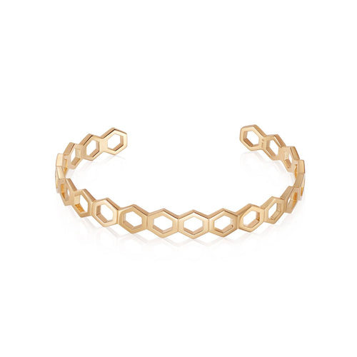 Hexagon Palm Cuff Bangle 18ct Gold Plate