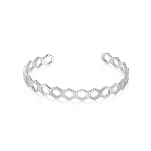 Hexagon Palm Cuff Bangle Sterling Silver