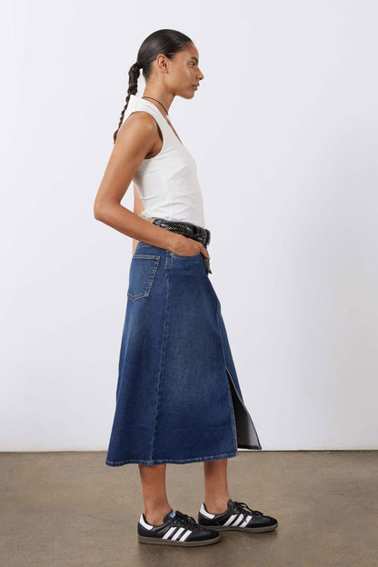 The Iconic Denim Midi Skirt