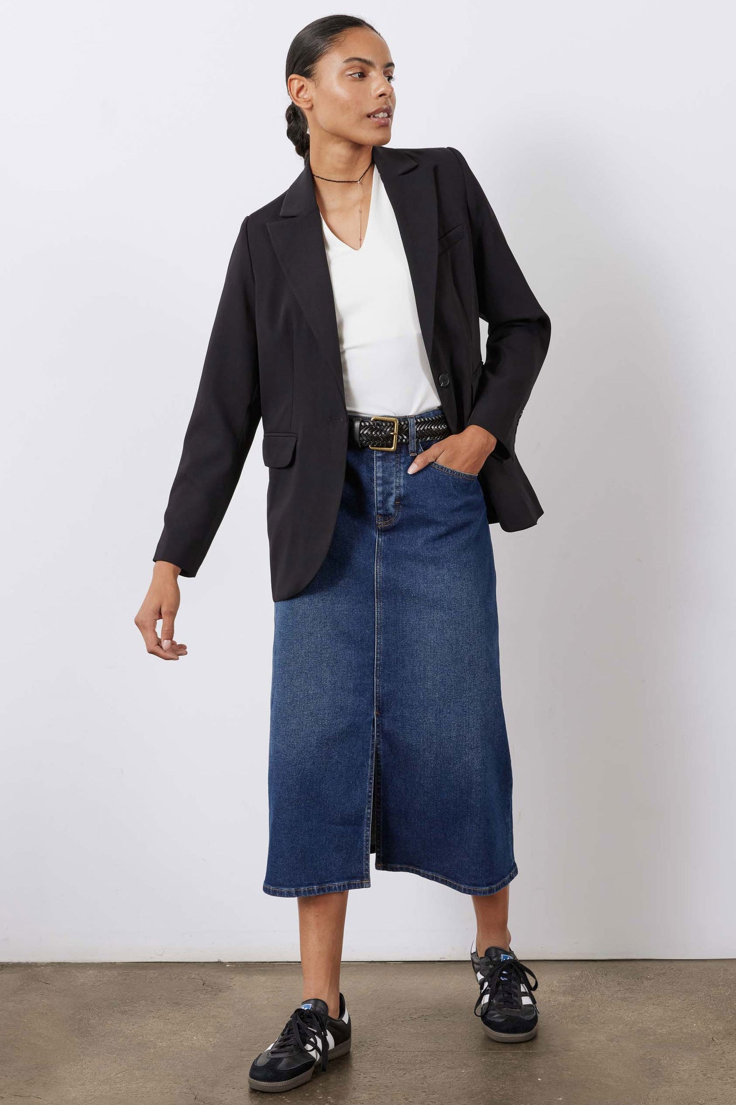 The Iconic Denim Midi Skirt