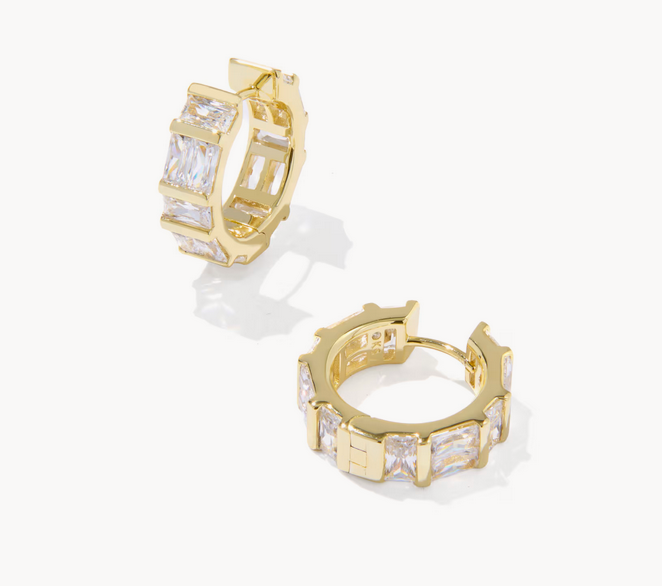 Jamie Huggie Earring White CZ Gold Metal