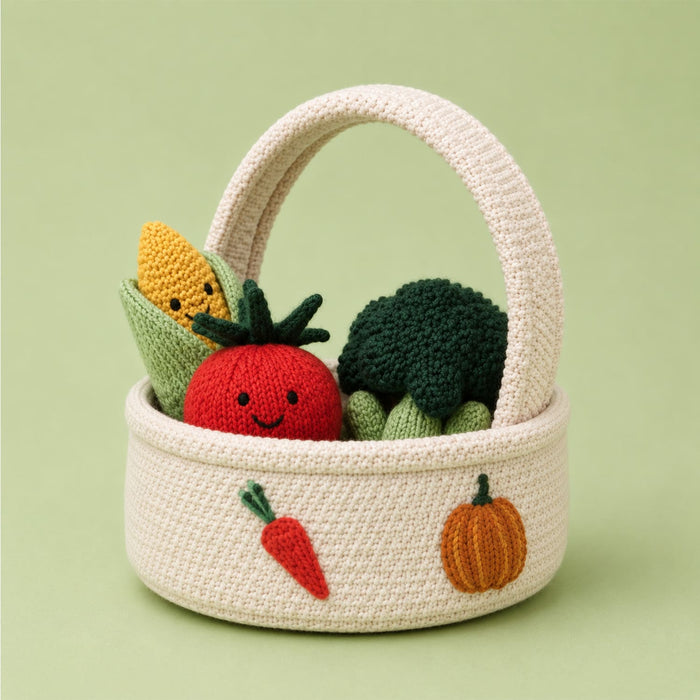 Knitted Toys Basket | Baby Birthday Gift | Baby Shower Gift Set | Pack of 6