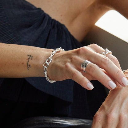 Polly Knot Chain Bracelet Silver Plate