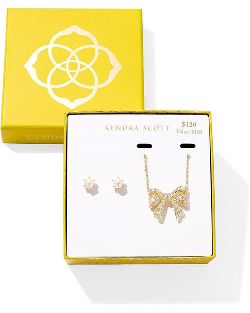 Krista Bow Ashton Necklace Gift Set Gold White Mix