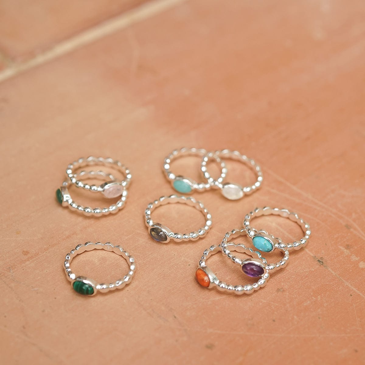Labradorite Healing Stone Bobble Ring Sterling Silver
