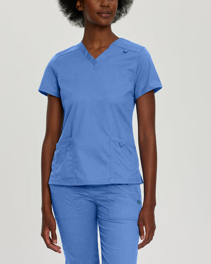 Landau Womens Modern V Neck Top