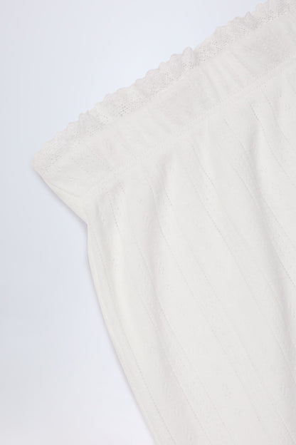 Pointelle Mid-Rise Straight-Leg Trousers in White