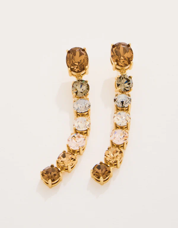 Linear Gem Earrings Bronze