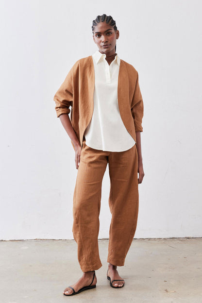 Pullover Short Sleeve Linen Blouse
