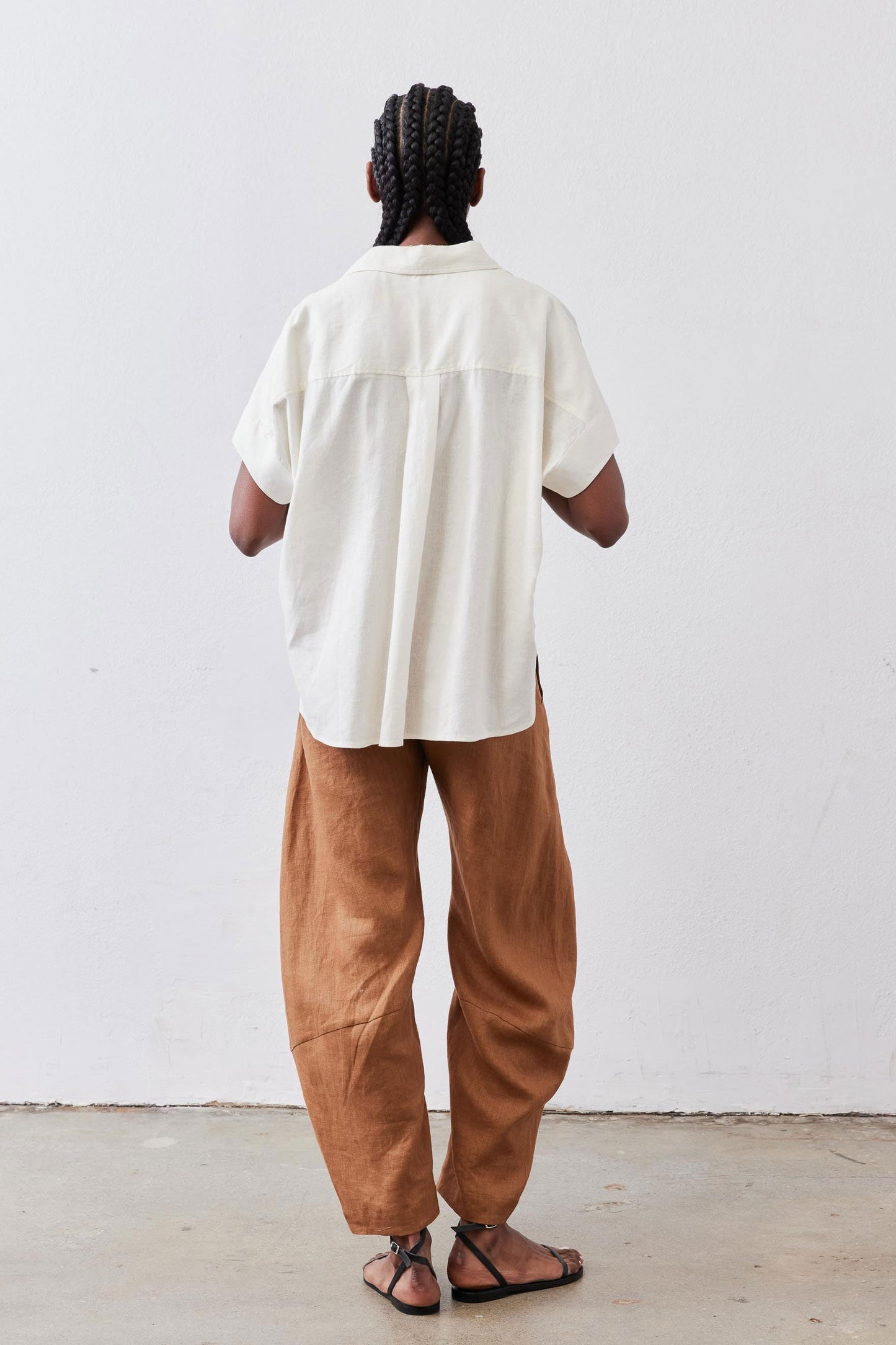 Pullover Short Sleeve Linen Blouse