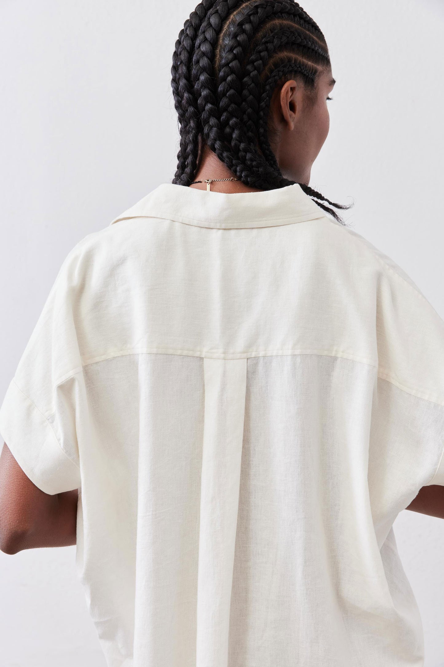 Pullover Short Sleeve Linen Blouse