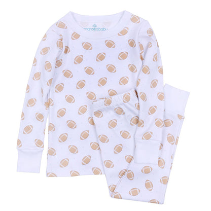 Magnolia Baby - Pajama Set - Blue Touchdown Cutie