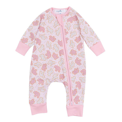 Magnolia Baby - Zippered Playsuit - Pink Animal Crackers