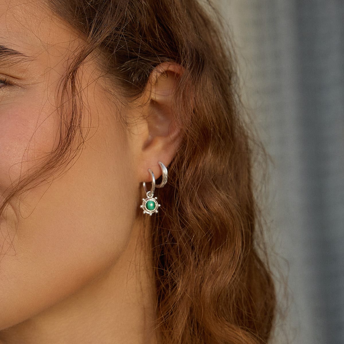 Malachite Healing Stone Charm Earrings Sterling Silver