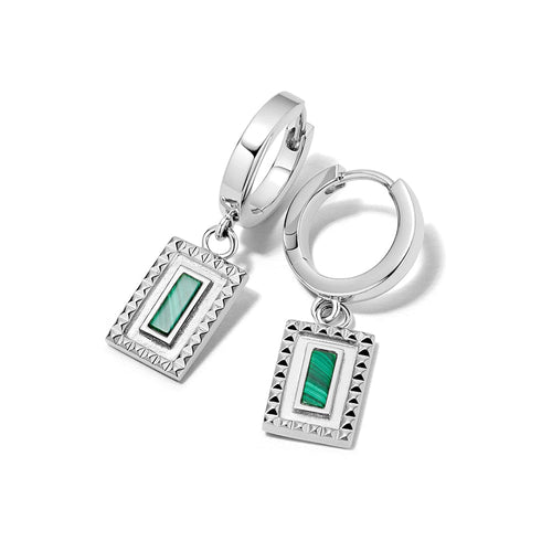 Malachite Ridge Palm Drop Earrings Sterling Silver