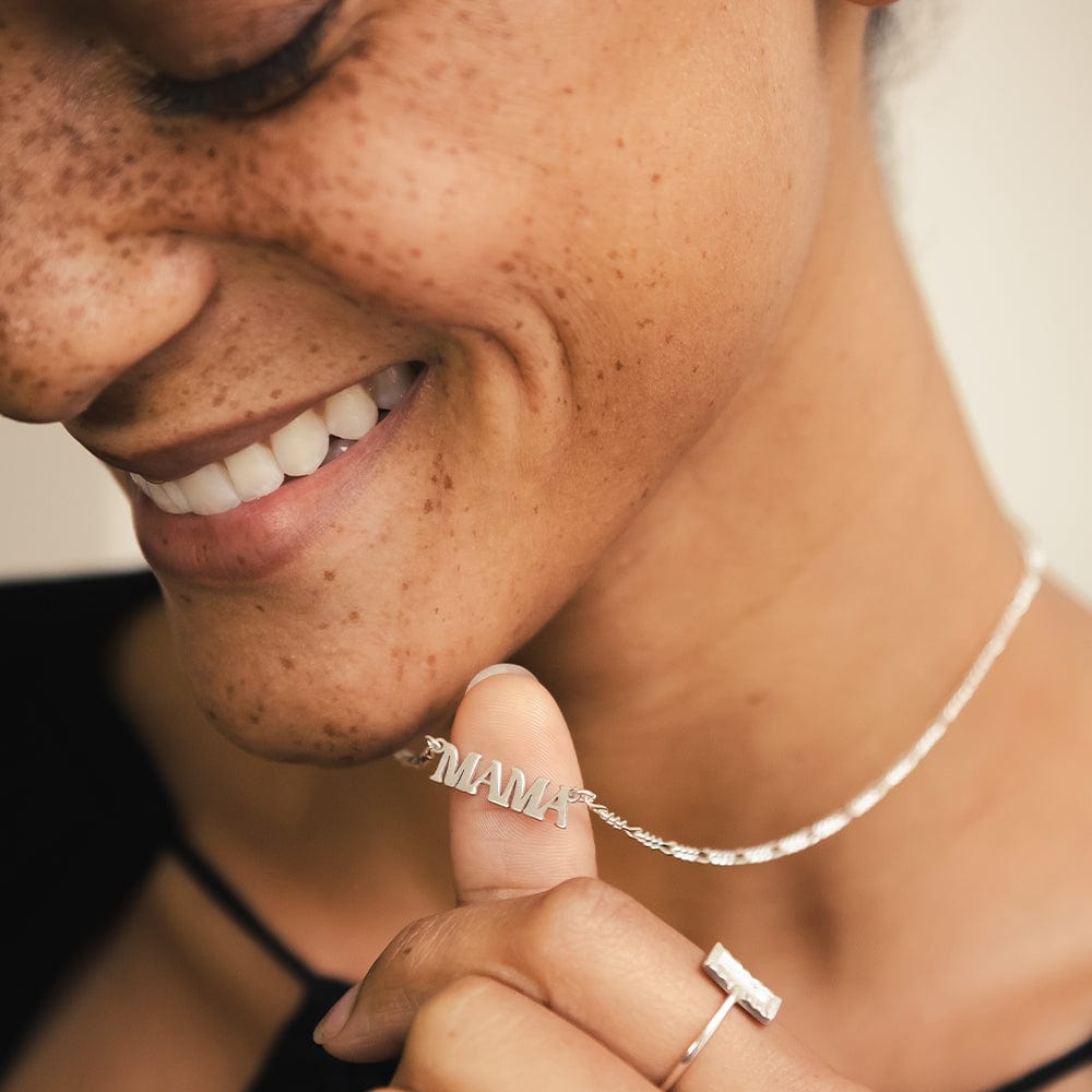 Mother of Pearl & Mama Necklace Layering Set Sterling Silver