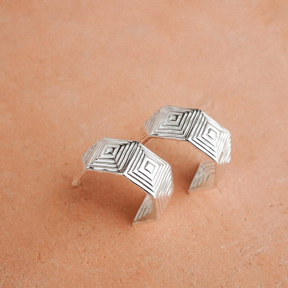 Maxi Strata Hoop Earrings Silver Plate