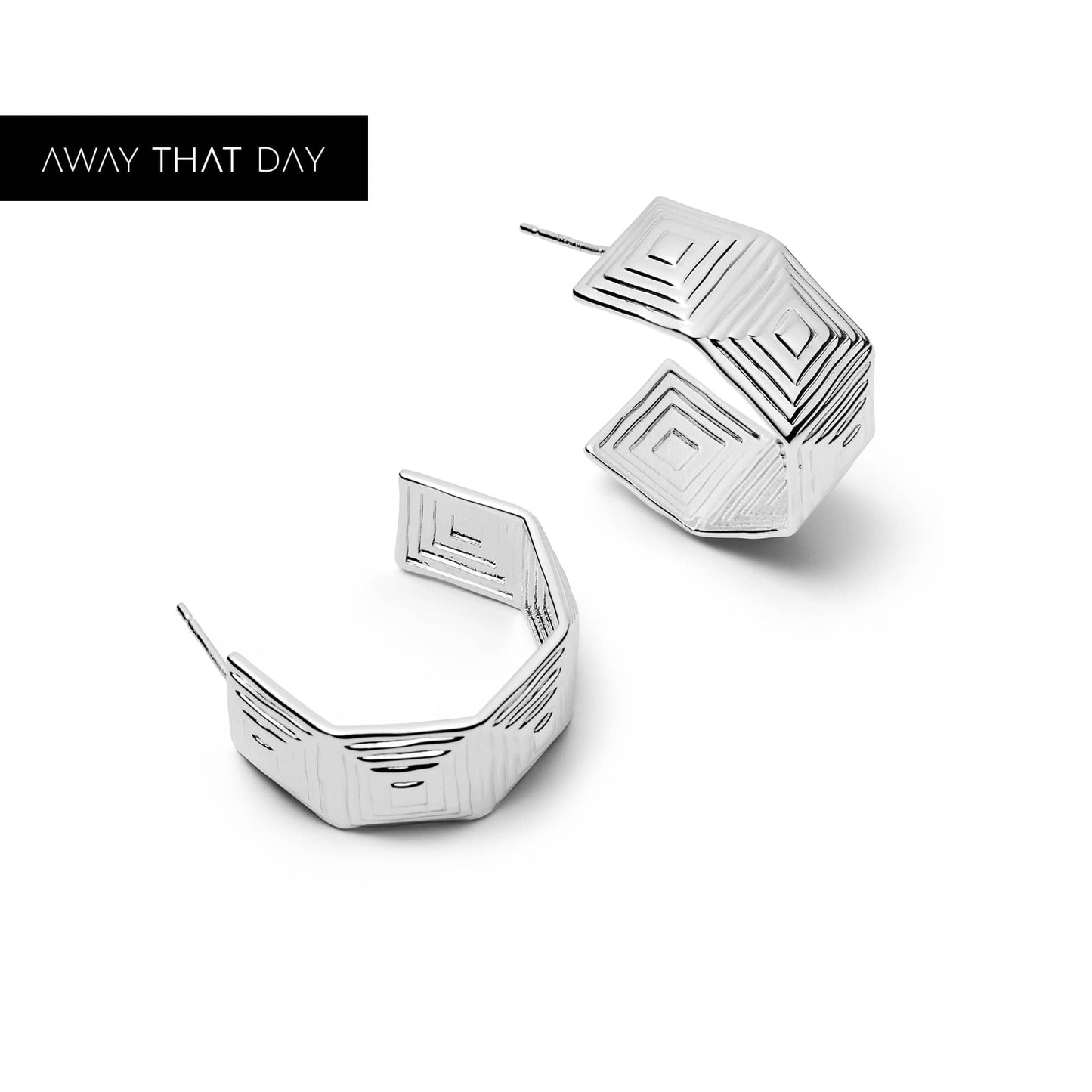 Maxi Strata Hoop Earrings Silver Plate