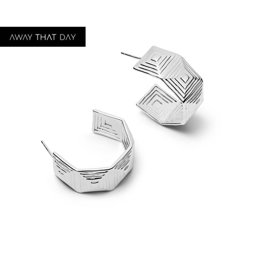 Maxi Strata Hoop Earrings Silver Plate