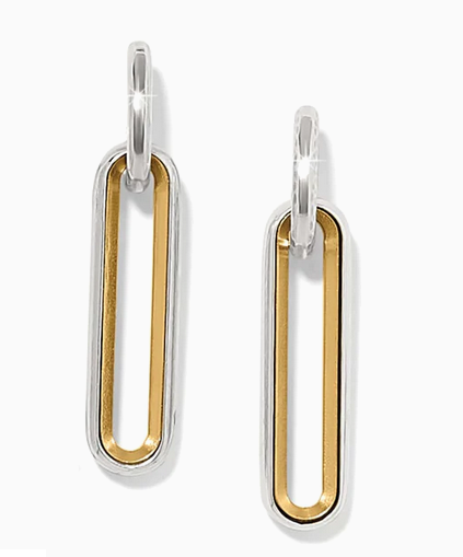 Medici Two Tone Long Post Drop Earrings
